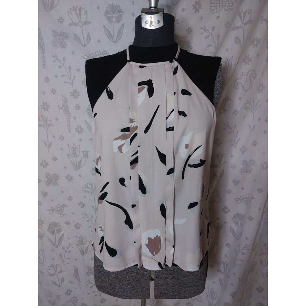 Dynamite Violet Cream Button Halter Neck‎ Sleeveless Top Size M